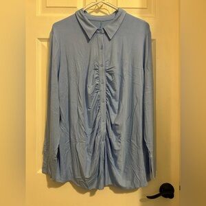 Isabel Maternity by Ingrid & Isabel Blue Long Sleeved Ruched Blouse XXL